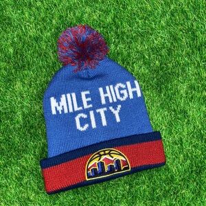 NBA Denver Nuggets Mile High City Pom Beanie - Blue, Red, White